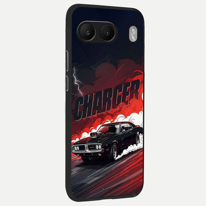  Dark Charger Fury back cover For Oneplus Nord 4 slim fit glass case with vibrant aesthetic design