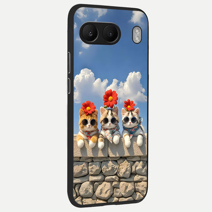  Floral Kitty Squad back cover For Oneplus Nord 4 slim fit glass case with vibrant aesthetic design