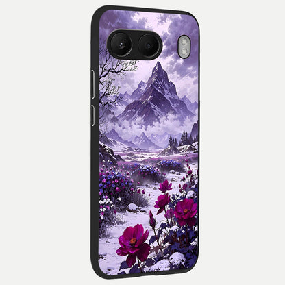  Flower Mountain View back cover For Oneplus Nord 4 slim fit glass case with vibrant aesthetic design