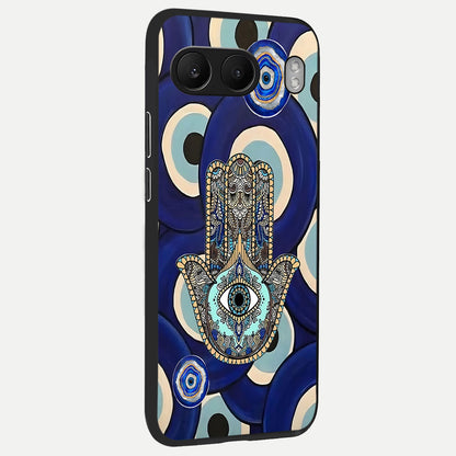  Hamsa Divine Guard back cover For Oneplus Nord 4 slim fit glass case with vibrant aesthetic design