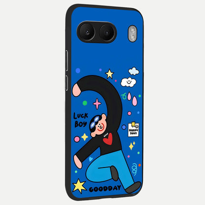  Happy Luck Vibe back cover For Oneplus Nord 4 slim fit glass case with vibrant aesthetic design