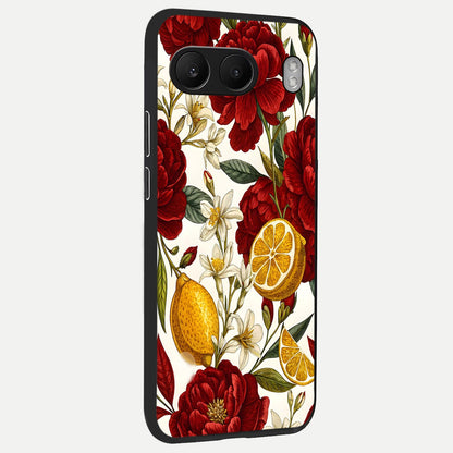  Lemon Rose Charm back cover For Oneplus Nord 4 slim fit glass case with vibrant aesthetic design