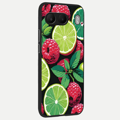  Lime and Raspberry Pattern back cover For Oneplus Nord 4 slim fit glass case with vibrant aesthetic design
