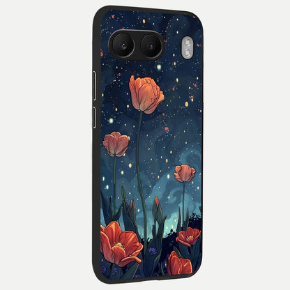  Midnight Tulip Glow back cover For Oneplus Nord 4 slim fit glass case with vibrant aesthetic design
