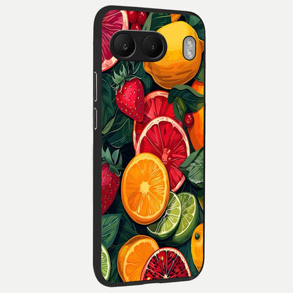  Multiple Fruits back cover For Oneplus Nord 4 slim fit glass case with vibrant aesthetic design