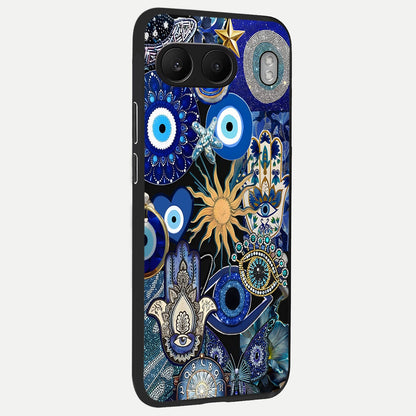  Mystic Blue Evil Eye back cover For Oneplus Nord 4 slim fit glass case with vibrant aesthetic design