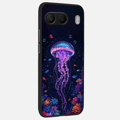  Neon Jellyfish back cover For Oneplus Nord 4 slim fit glass case with vibrant aesthetic design