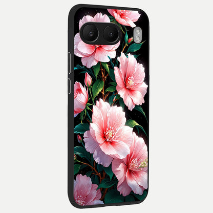  Peach Flower back cover For Oneplus Nord 4 slim fit glass case with vibrant aesthetic design