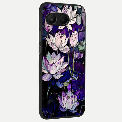  Purple Lotus Pattern back cover For Oneplus Nord 4 slim fit glass case with vibrant aesthetic design