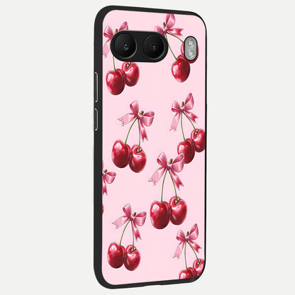  Red Cherries Pattern back cover For Oneplus Nord 4 slim fit glass case with vibrant aesthetic design