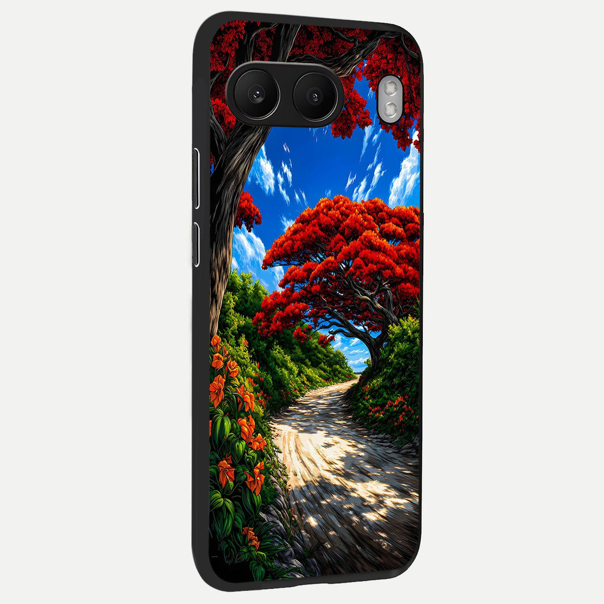  Red Trees Pathway back cover For Oneplus Nord 4 slim fit glass case with vibrant aesthetic design
