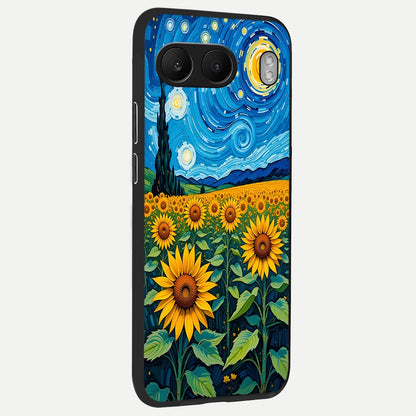  Starry Sunflower Dreams back cover For Oneplus Nord 4 slim fit glass case with vibrant aesthetic design