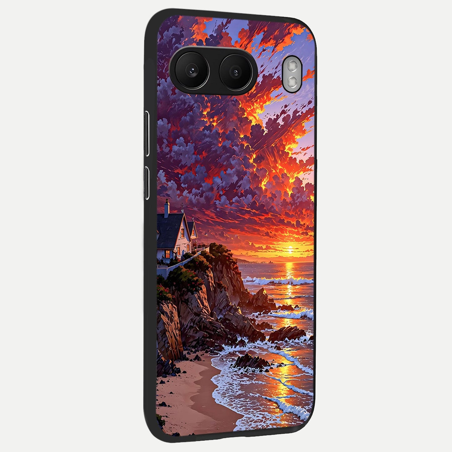  Sunset House By Sea back cover For Oneplus Nord 4 slim fit glass case with vibrant aesthetic design