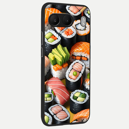  Sushi Food Pattern back cover For Oneplus Nord 4 slim fit glass case with vibrant aesthetic design