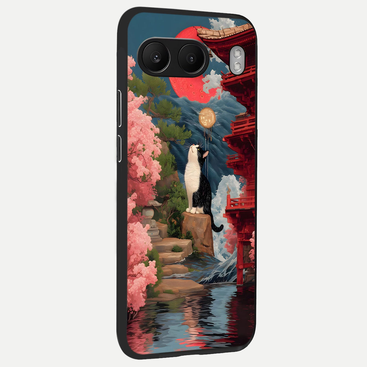  Temple Cat Scenery back cover For Oneplus Nord 4 slim fit glass case with vibrant aesthetic design