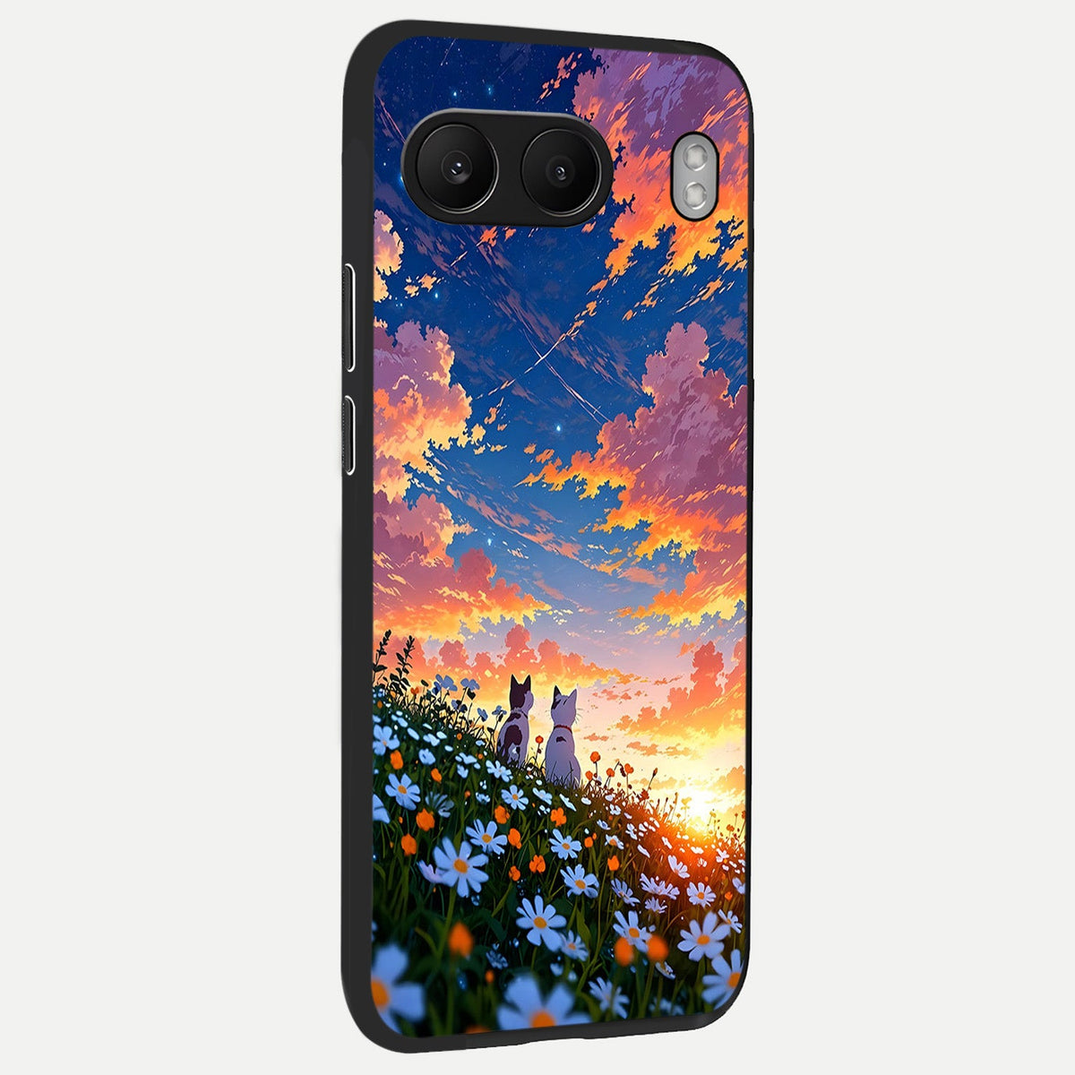  Two Cats Friends back cover For Oneplus Nord 4 slim fit glass case with vibrant aesthetic design