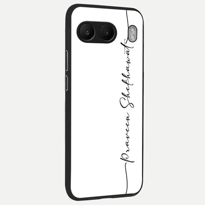  White Tune Custom Name back cover For Oneplus Nord 4 slim fit personalized glass case with aesthetic design