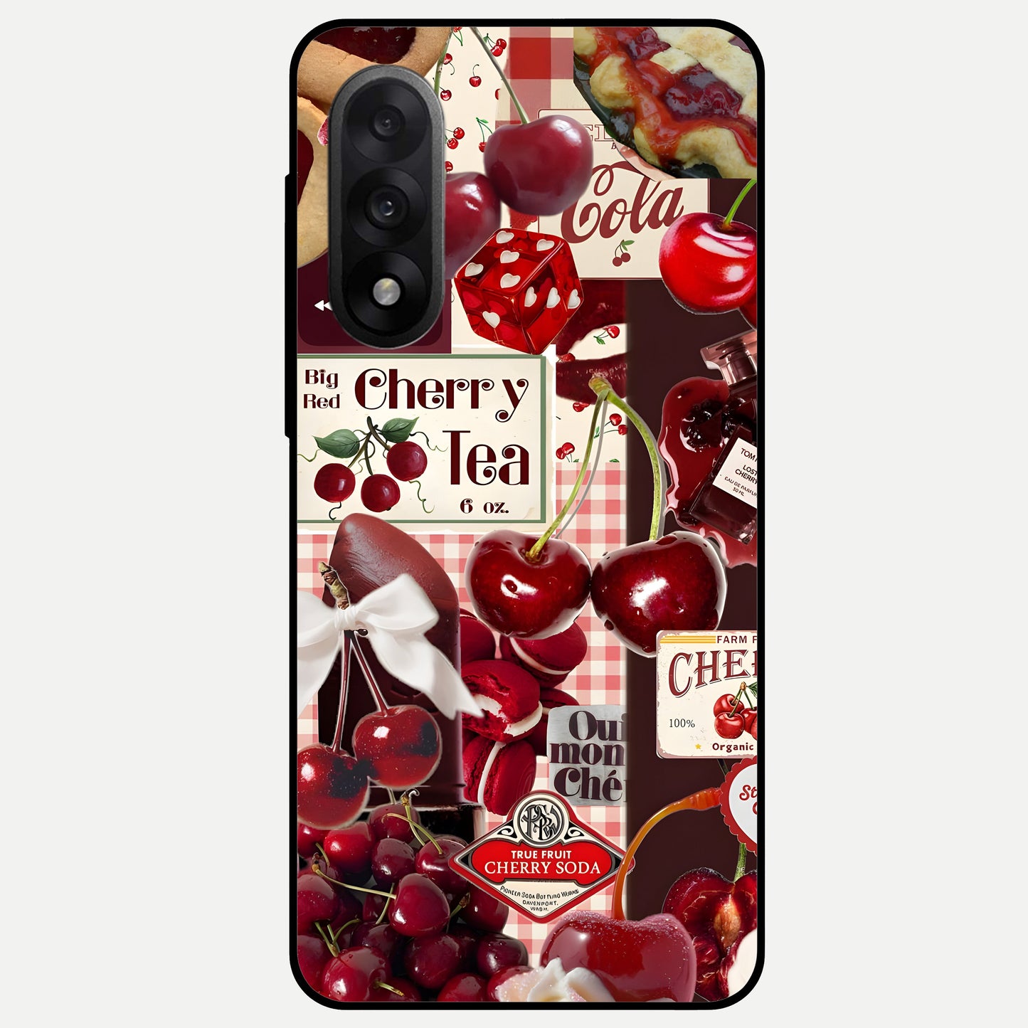  Aesthetic Cherry Tea Glass Case For Oneplus Nord 5 back cover – full design glossy printed glass finish
