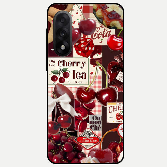  Aesthetic Cherry Tea Glass Case For Oneplus Nord 5 back cover – full design glossy printed glass finish