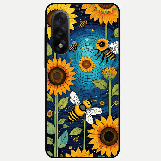  Bees And Sunflowers Glass Case For Oneplus Nord 5 back cover – full design glossy printed glass finish