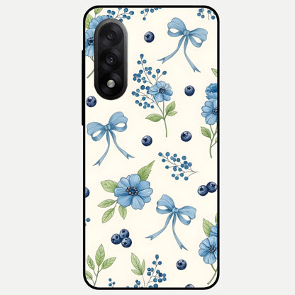  Blue Flower And Bow Glass Case For Oneplus Nord 5 back cover – full design glossy printed glass finish