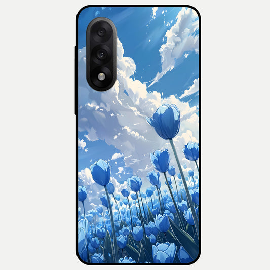  Blue Tulip Clouds Glass Case For Oneplus Nord 5 back cover – full design glossy printed glass finish