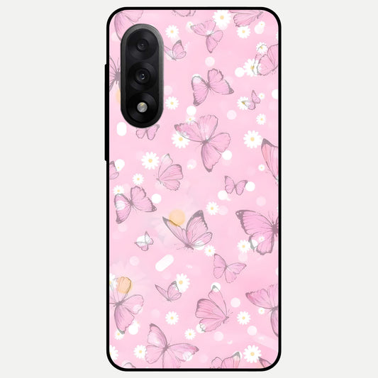  Blush Butterfly Garden Glass Case For Oneplus Nord 5 back cover – full design glossy printed glass finish