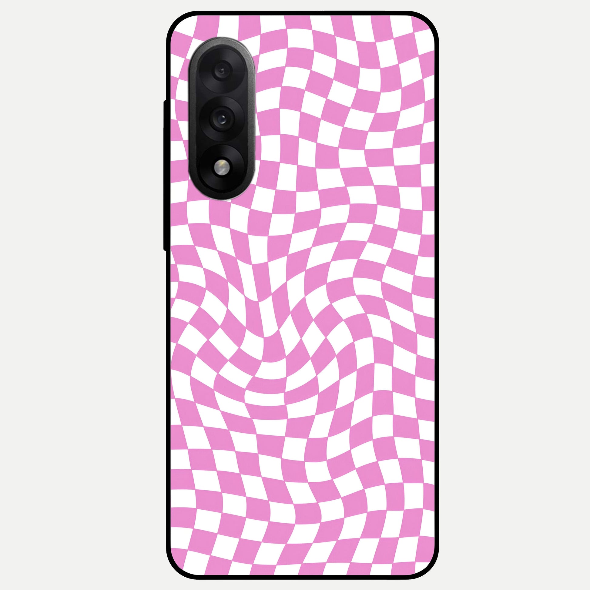  Bubblegum Check Wave Glass Case For Oneplus Nord 5 back cover – full design glossy printed glass finish