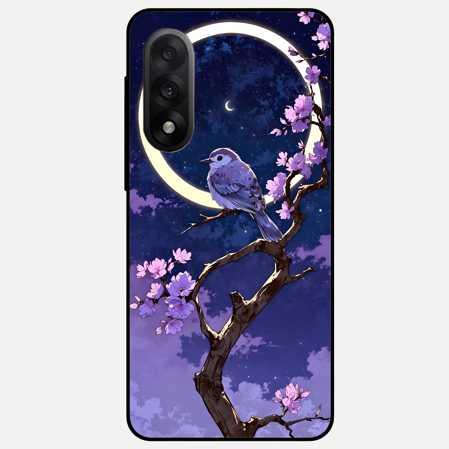  Celestial Bird Blossom Glass Case For Oneplus Nord 5 back cover – full design glossy printed glass finish