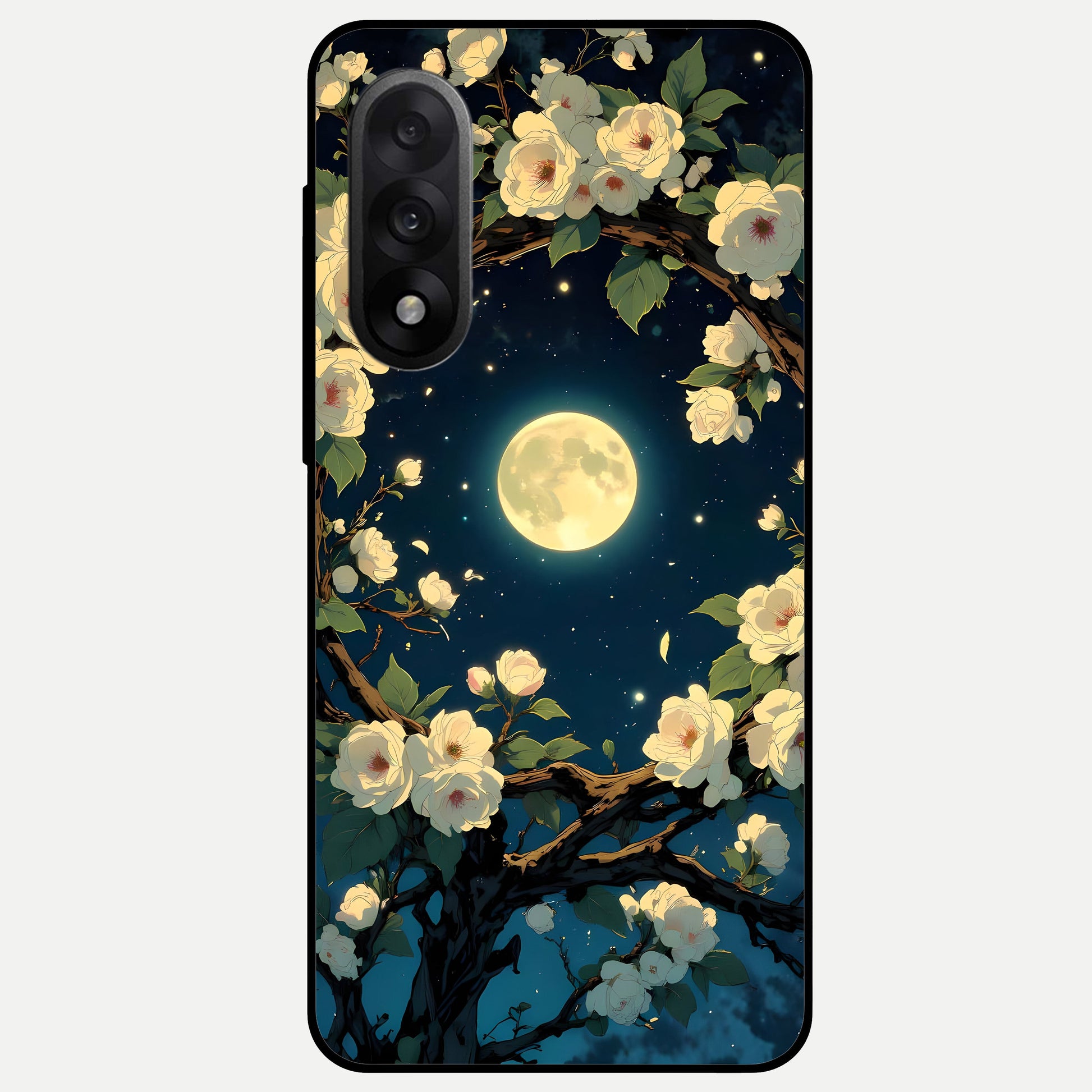  Celestial Moon And Flower Glass Case For Oneplus Nord 5 back cover – full design glossy printed glass finish