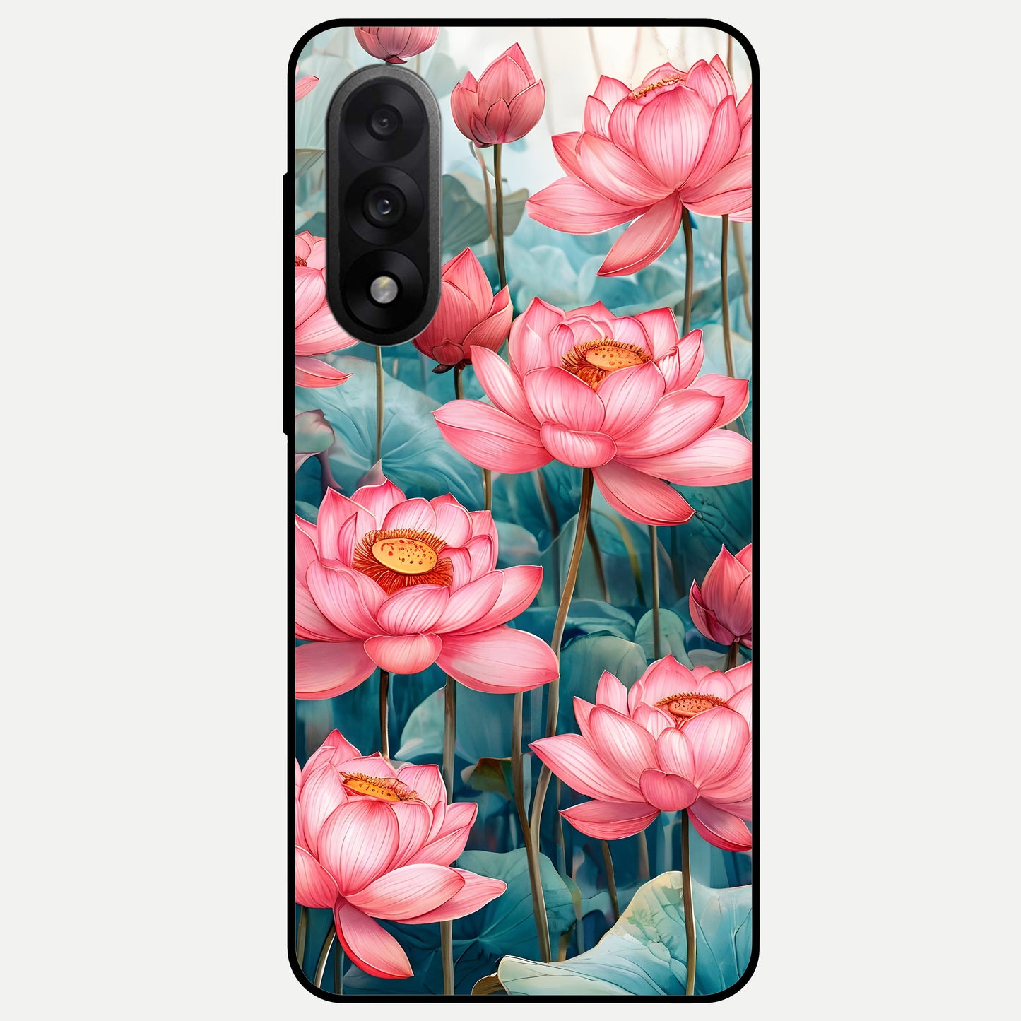  Celestial Pink Lotus Glass Case For Oneplus Nord 5 back cover – full design glossy printed glass finish