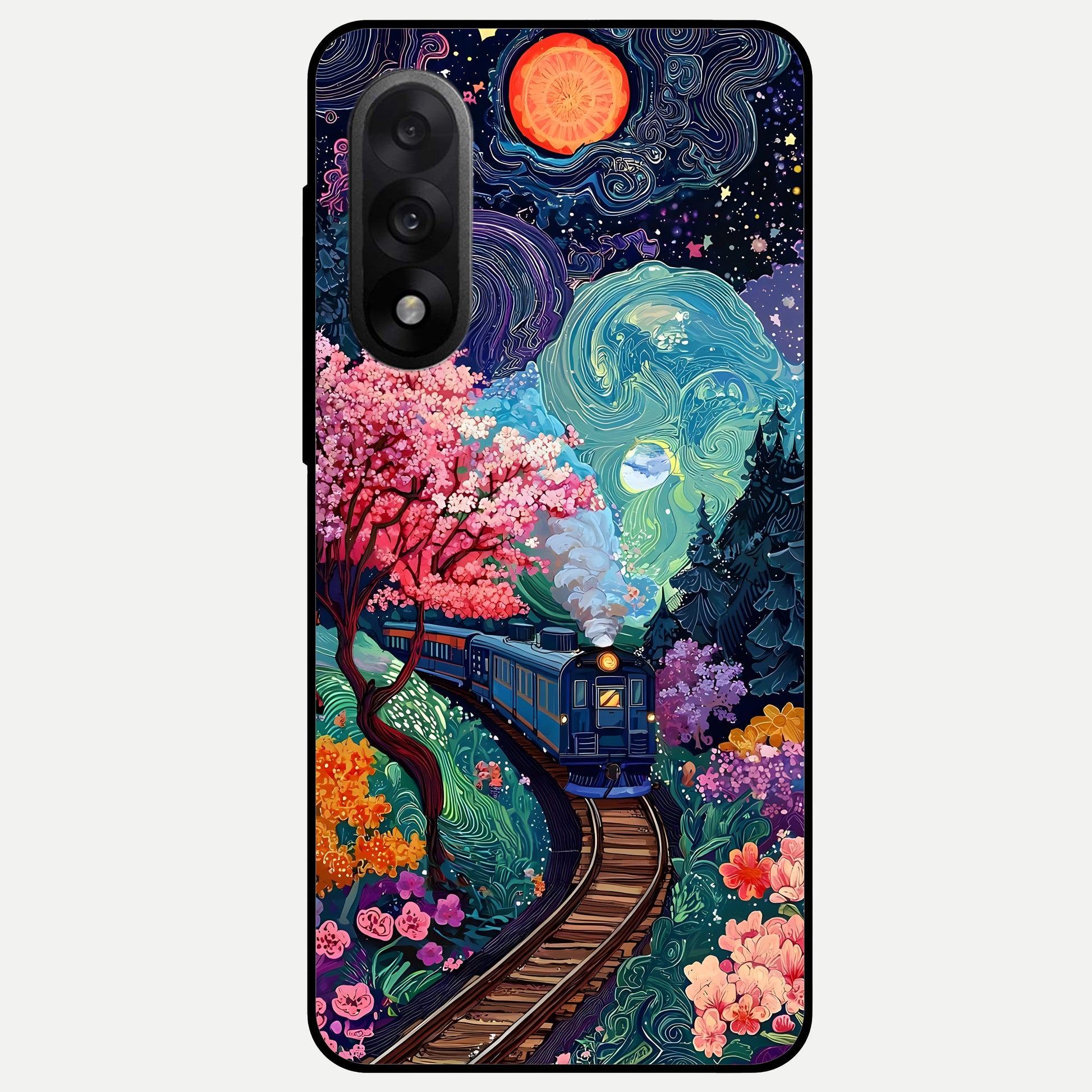  Celestial Train Journey Glass Case For Oneplus Nord 5 back cover – full design glossy printed glass finish