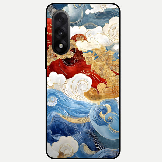  Colored Waves Glass Case For Oneplus Nord 5 back cover – full design glossy printed glass finish
