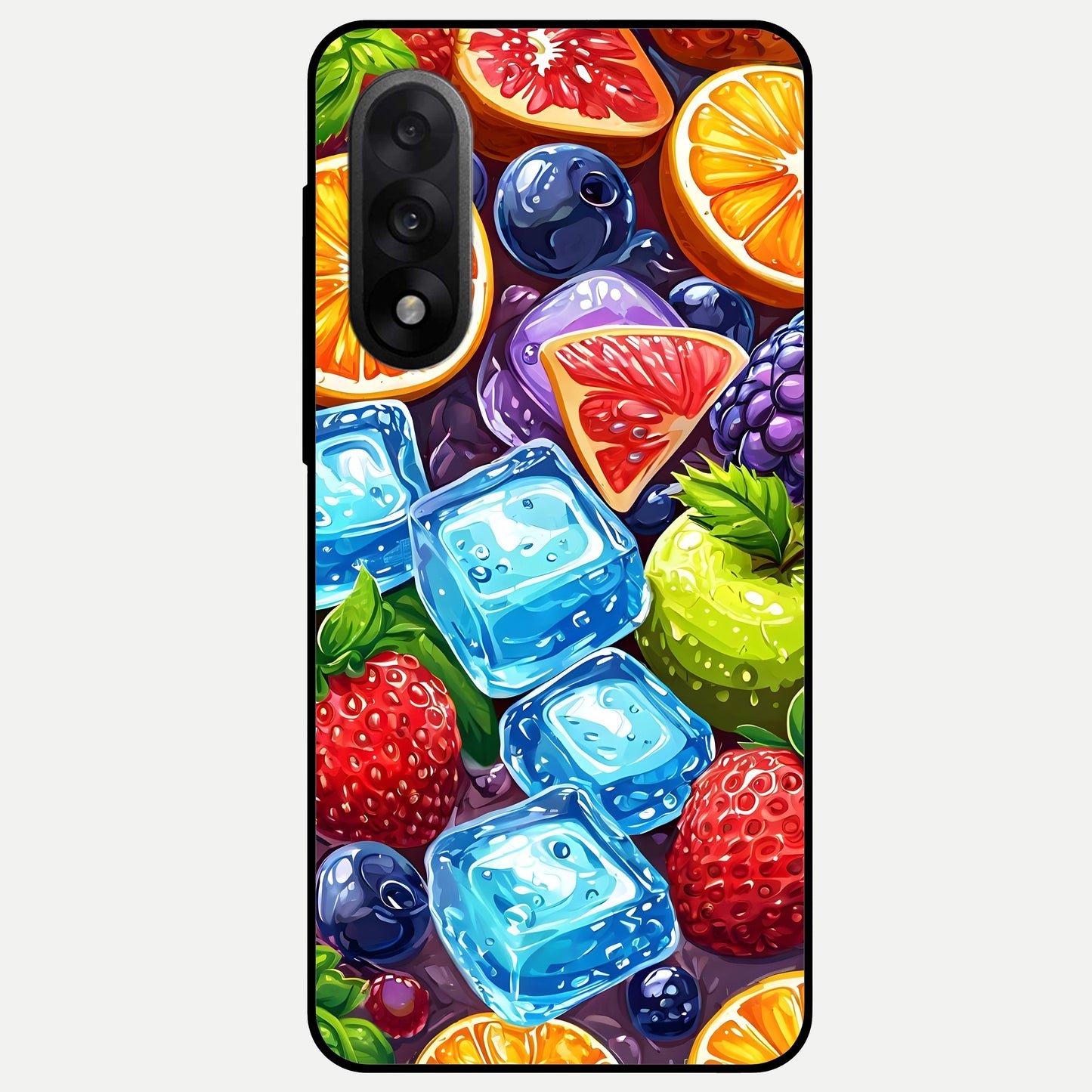  Colorful Fruits with Ice Glass Case For Oneplus Nord 5 back cover – full design glossy printed glass finish