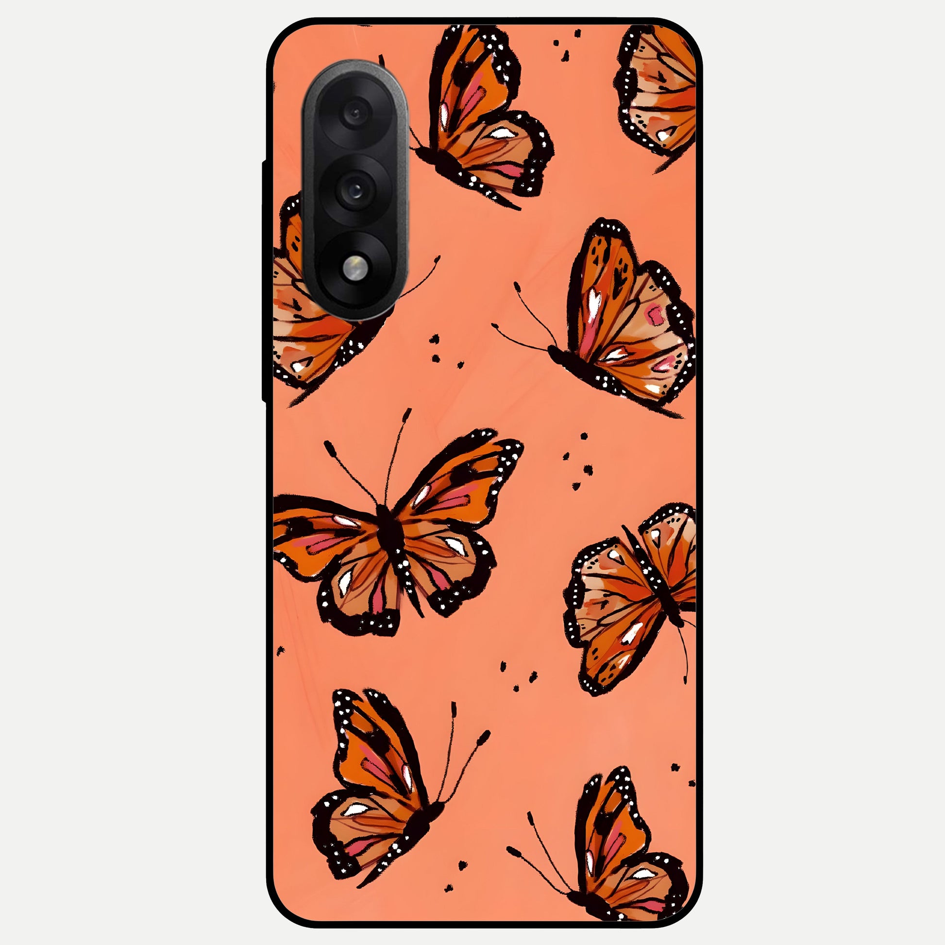  Coral Wing Butterfly Glass Case For Oneplus Nord 5 back cover – full design glossy printed glass finish