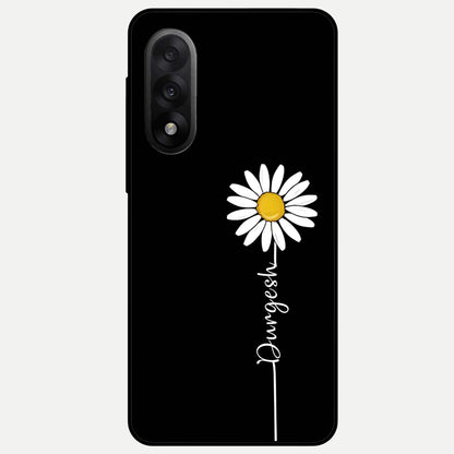  Custom Name White Flower Glass Case For Oneplus Nord 5 back cover – full design glossy printed glass finish