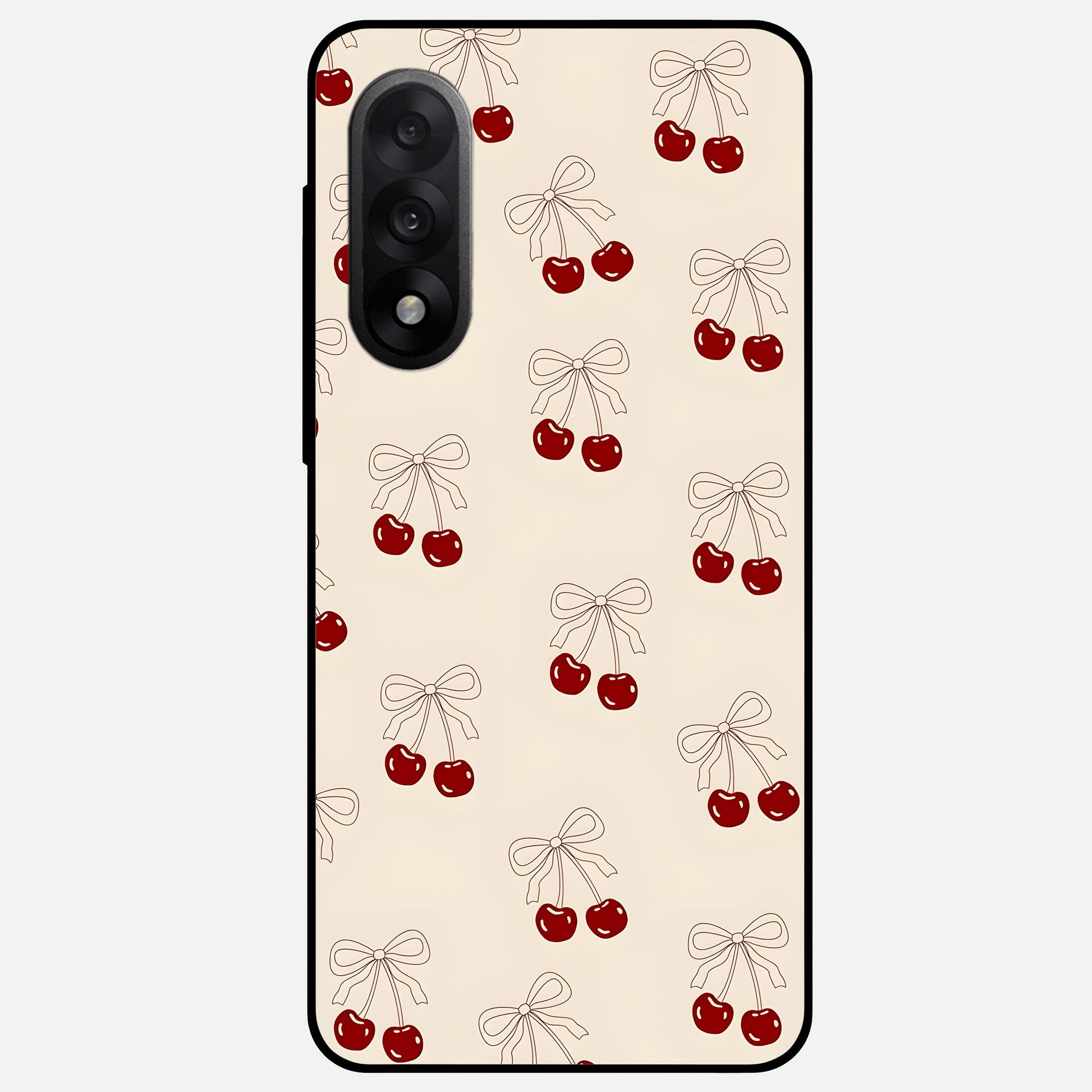  Cute Cherry Pattern Glass Case For Oneplus Nord 5 back cover – full design glossy printed glass finish