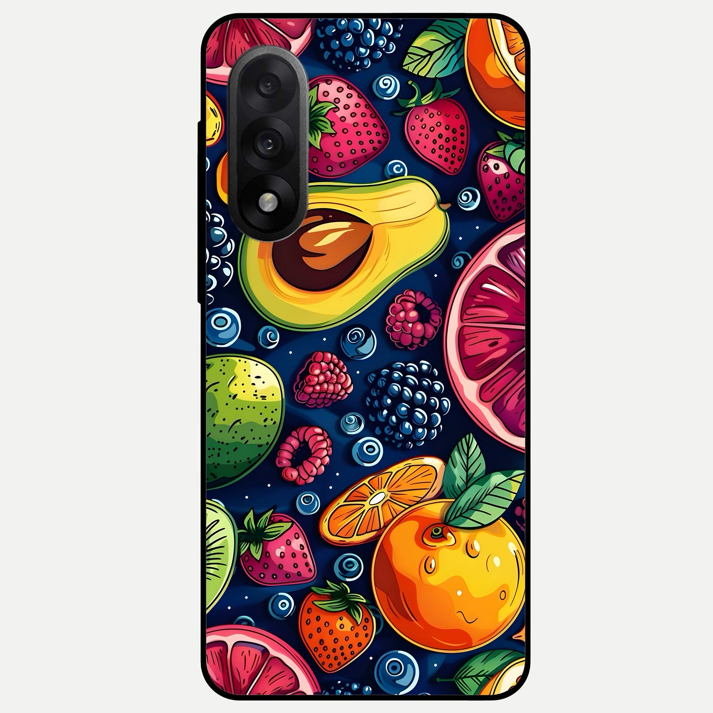  Cute Fruits Art Glass Case For Oneplus Nord 5 back cover – full design glossy printed glass finish