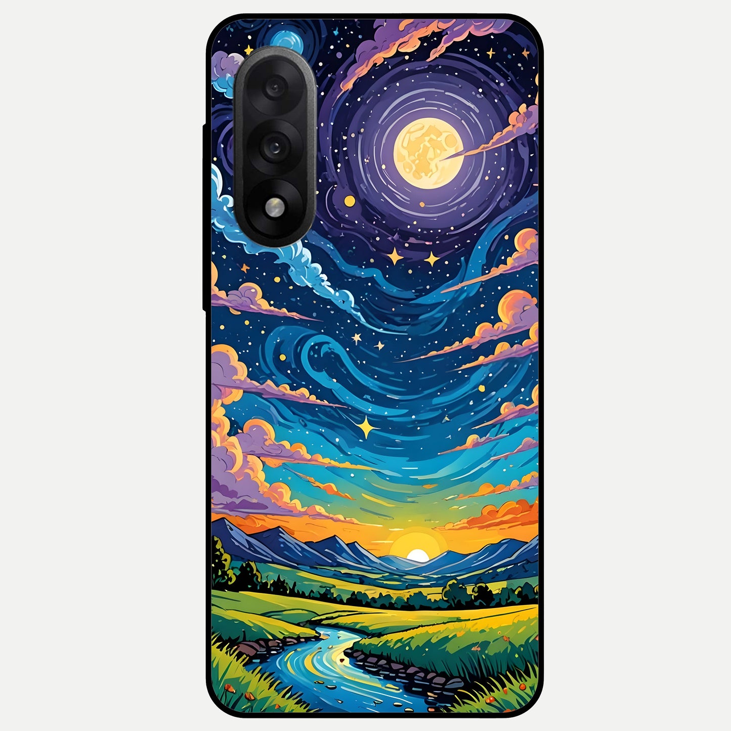  Dreamy Night Landscape Glass Case For Oneplus Nord 5 back cover – full design glossy printed glass finish