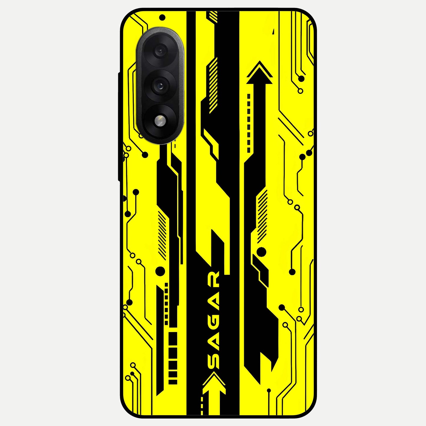  Electric Pulse CYBERPUNK Custom Name Glass Case For Oneplus Nord 5 back cover – full design glossy printed glass finish
