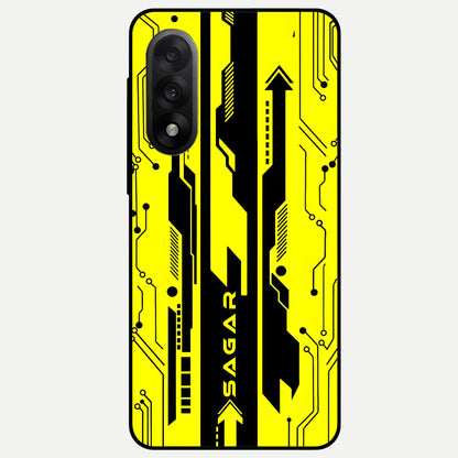  Electric Pulse CYBERPUNK Custom Name Glass Case For Oneplus Nord 5 back cover – full design glossy printed glass finish