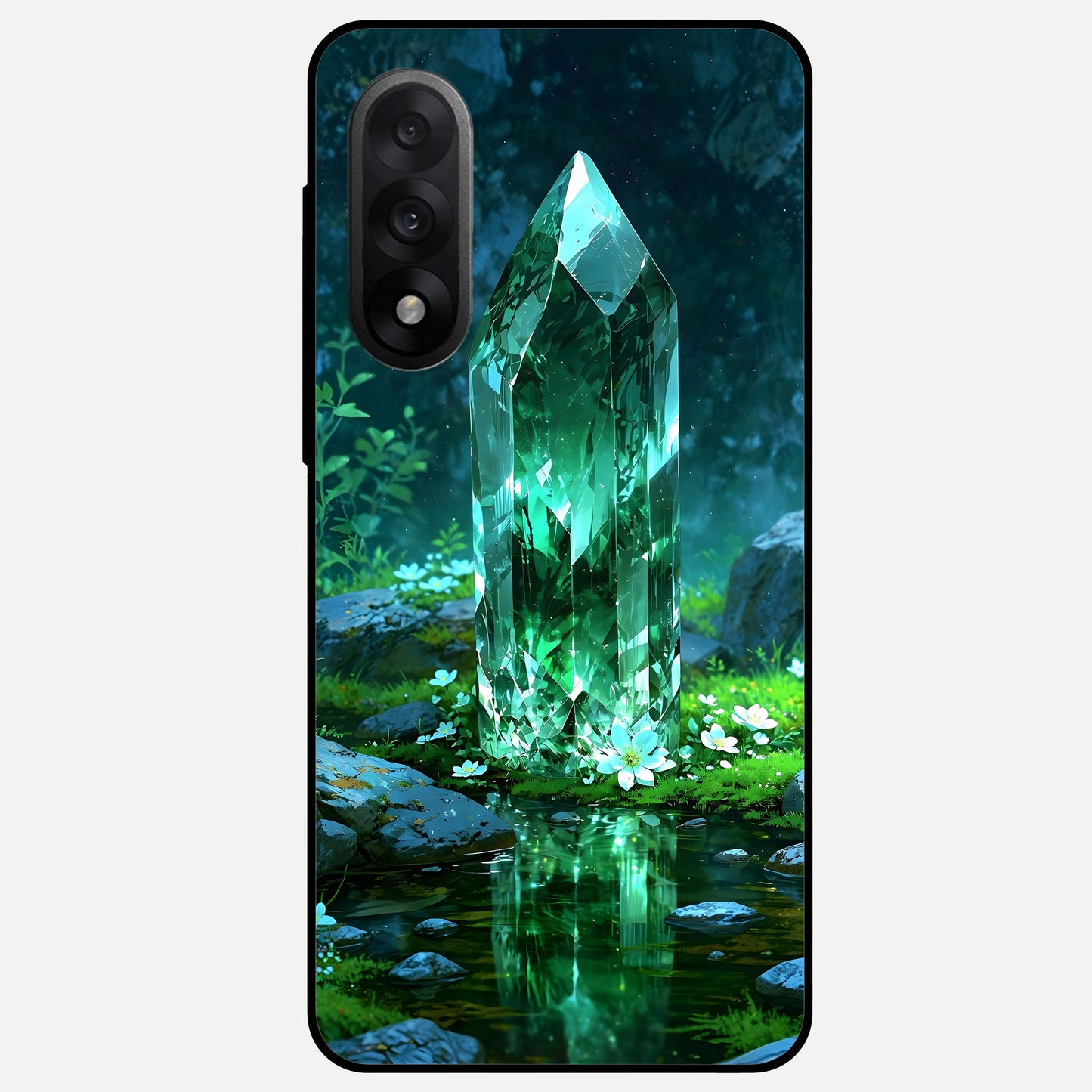  Emerald Light Crystal Glass Case For Oneplus Nord 5 back cover – full design glossy printed glass finish