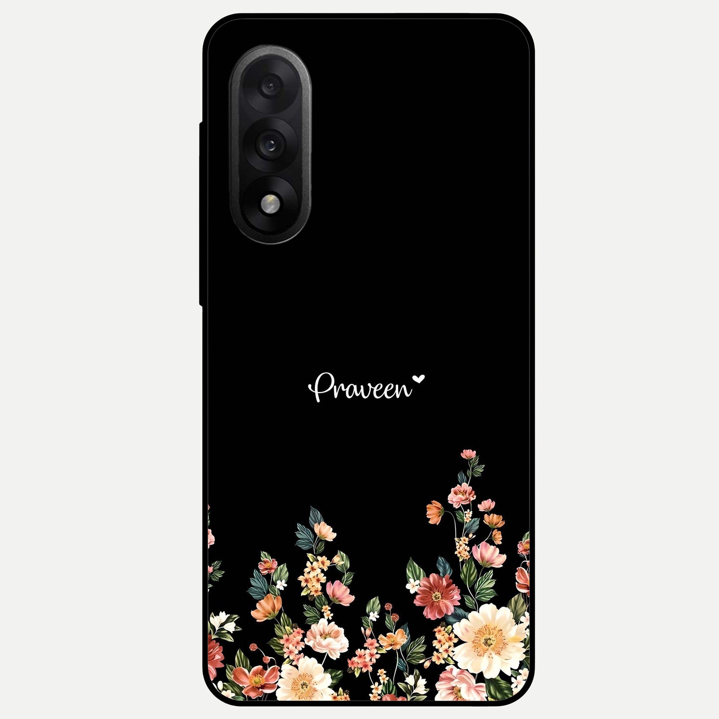  Floral Design Personalized Custom Name Glass Case For Oneplus Nord 5 back cover – full design glossy printed glass finish