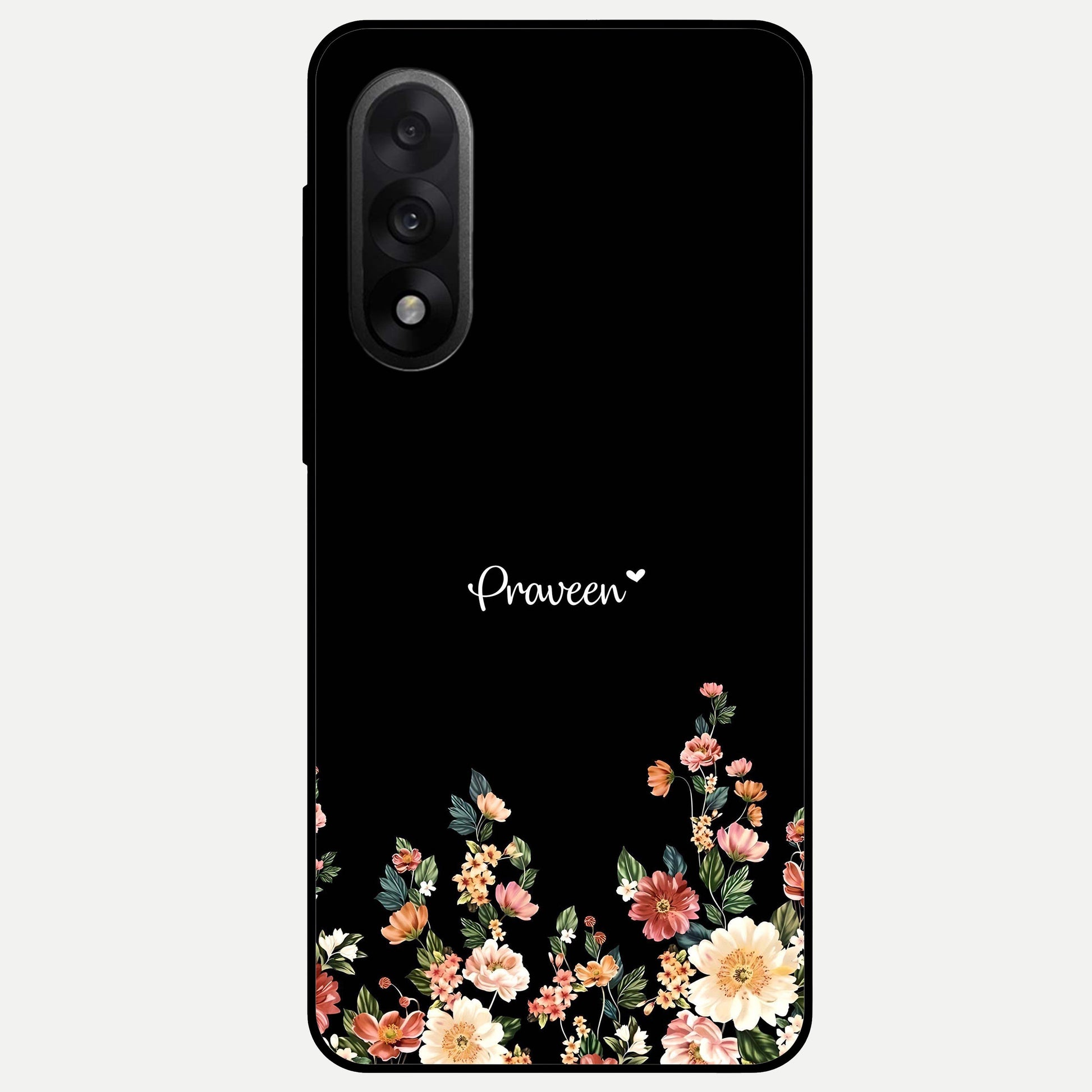  Floral Design Personalized Custom Name Glass Case For Oneplus Nord 5 back cover – full design glossy printed glass finish