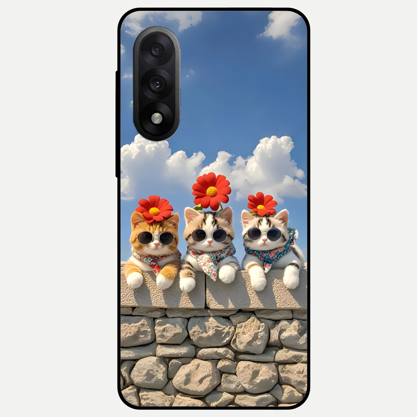  Floral Kitty Squad Glass Case For Oneplus Nord 5 back cover – full design glossy printed glass finish