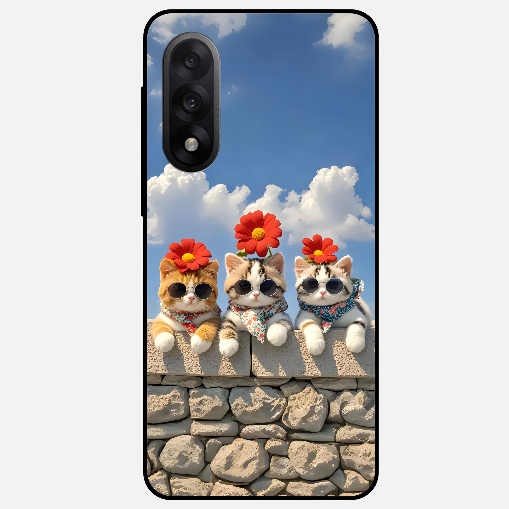  Floral Kitty Squad Glass Case For Oneplus Nord 5 back cover – full design glossy printed glass finish