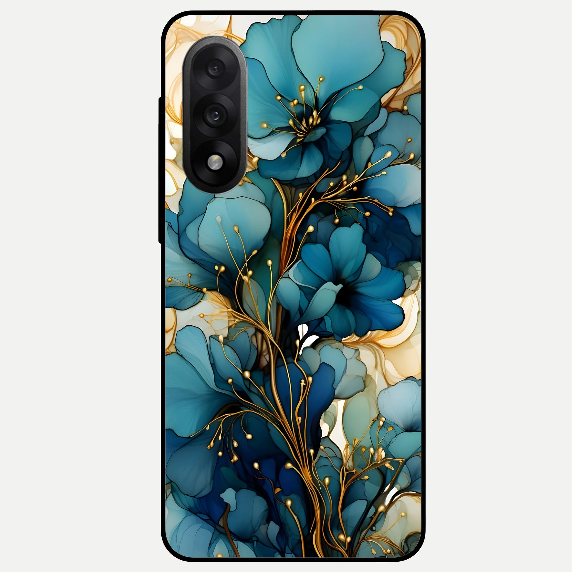  Golden Bloom Symphony Glass Case For Oneplus Nord 5 back cover – full design glossy printed glass finish