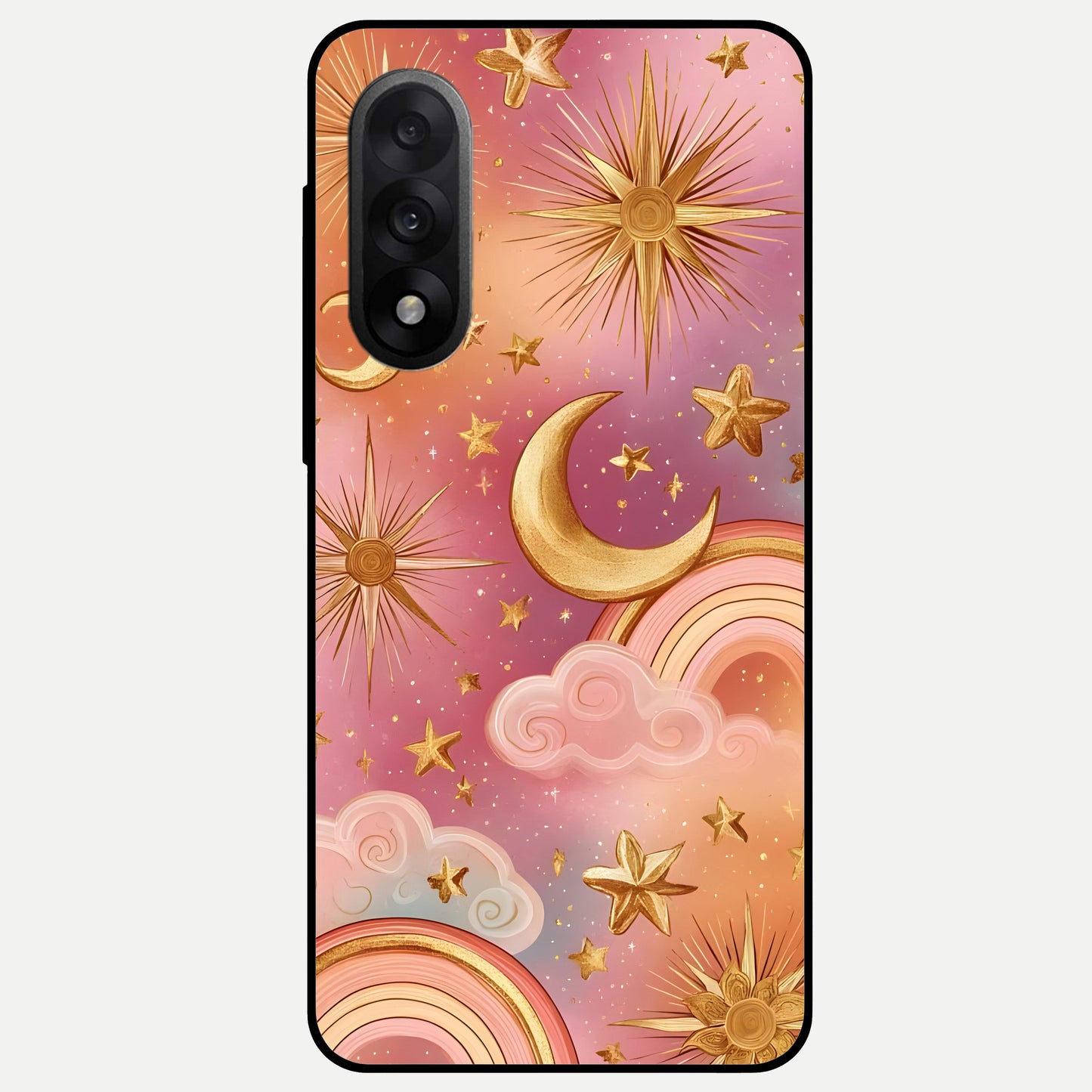  Golden Celestial Dreams Glass Case For Oneplus Nord 5 back cover – full design glossy printed glass finish