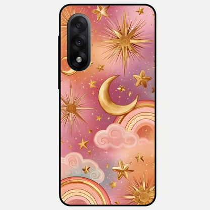  Golden Celestial Dreams Glass Case For Oneplus Nord 5 back cover – full design glossy printed glass finish