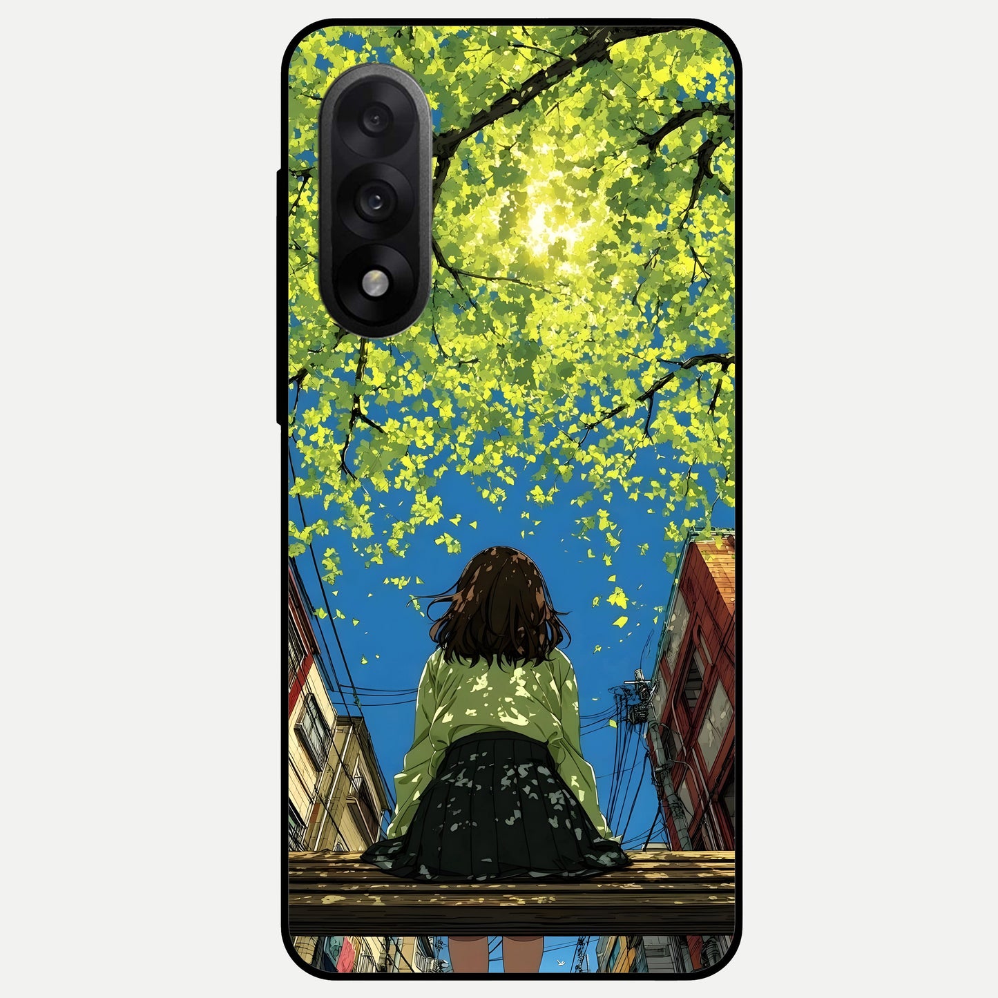  Golden Leaves Glow Glass Case For Oneplus Nord 5 back cover – full design glossy printed glass finish